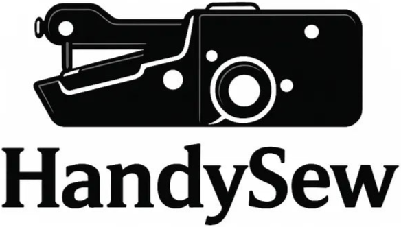 Logo of HandySew with a sewing machine illustration on a white background