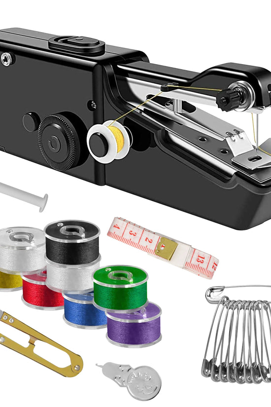 Black handheld sewing machine with accessories-USB-Electric-Quick-Stitch-Fabric-Pet-Clothes-DIY